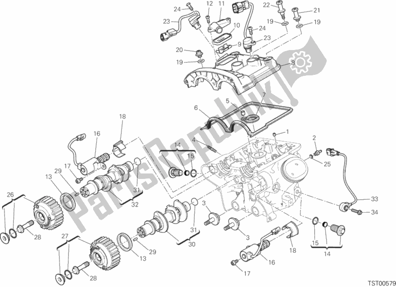 All parts for the Vertical Cylinder Head - Timing of the Ducati Multistrada 1200 ABS 2017